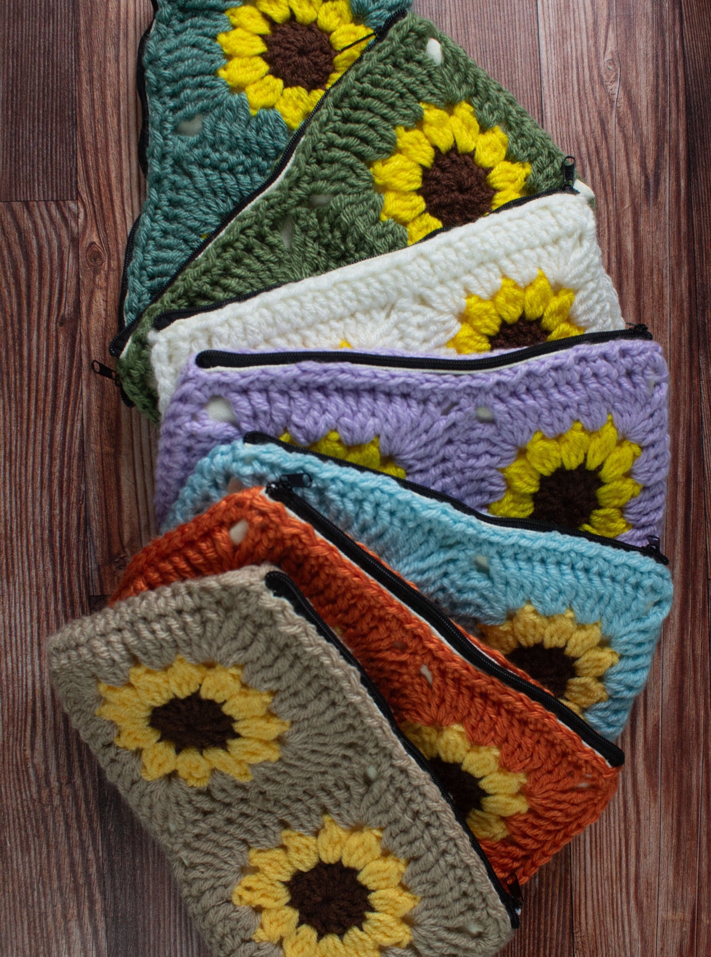 Lined Sunflower Pencil Pouch