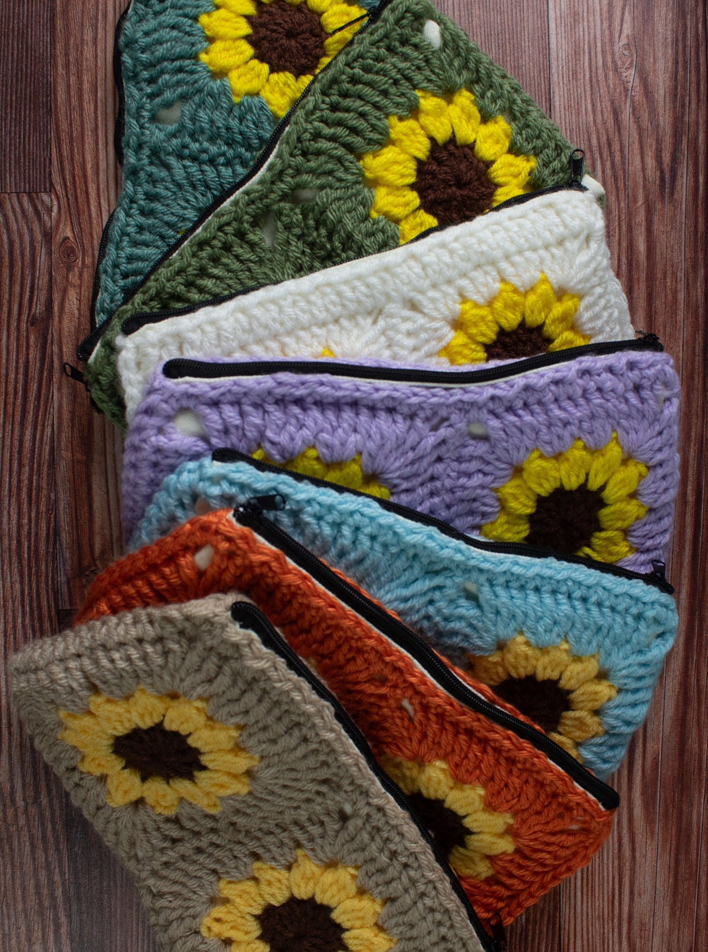 Lined Sunflower Pencil Pouch